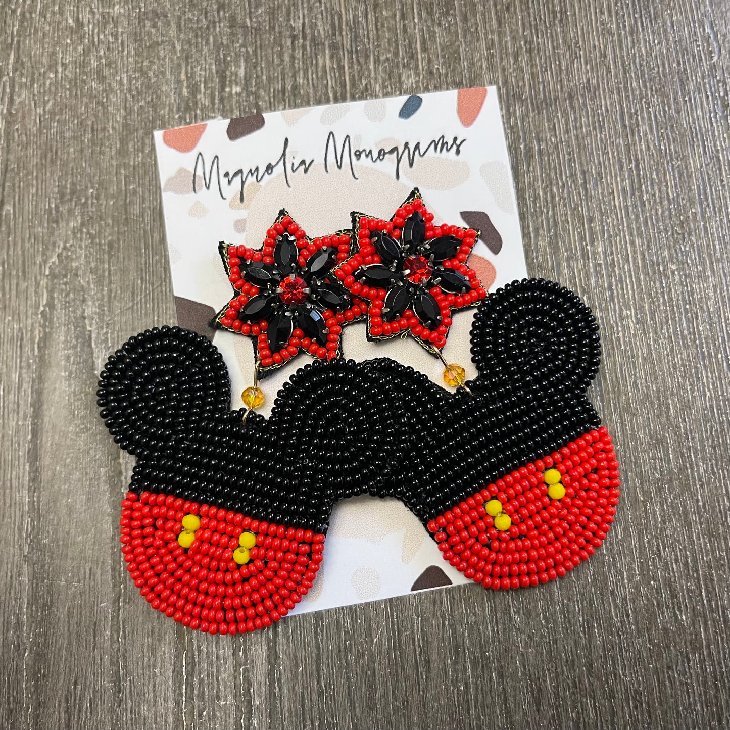 Mickey Head Bead Earrings